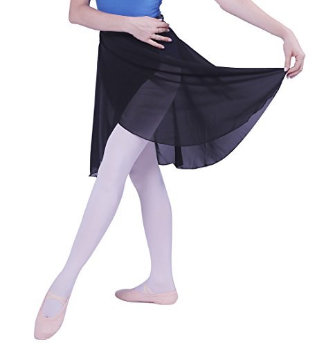 Woosun Women Chiffon Ballet Wrap Skirt Adult Ladies Ballet Leotard Tutu Skirt Dance Skate Over Scarf 60Cm Long Skirts Black #TOP2