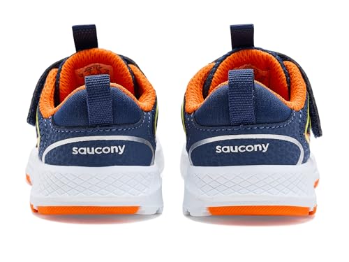 Saucony Wind 3.0 Jr (Toddler/Little Kid) Sneaker, Navy/Orange, 8.5 Wide US Unisex