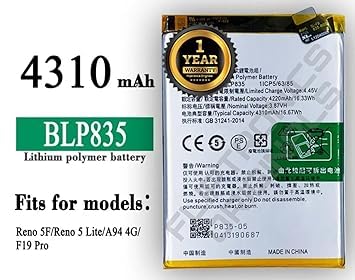 Image of BLP835 Battery for Oppo /Reno 5F /5 Lite /A94 4G /F19 Pro Battery with 1 Year Warranty**** (I123)