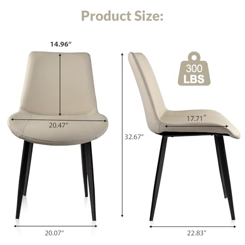 Image of Modern Dining Chairs Set of 8, PU Leather Dining Room Chairs, Upholstered Kitchen Chairs with Ergonomic Backrest & Sturdy Metal Legs, Perfect for Dining Room, Living Room, Light Grey