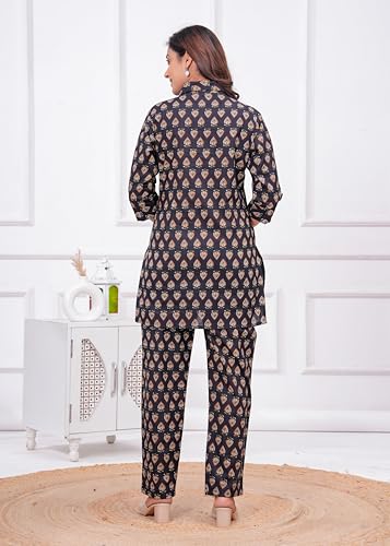 Image of Nevisha Style Printed Cotton Co-ord Set For Women's | Kurta With Pant Set For Women's | Cotton Co-ord Set For Women's