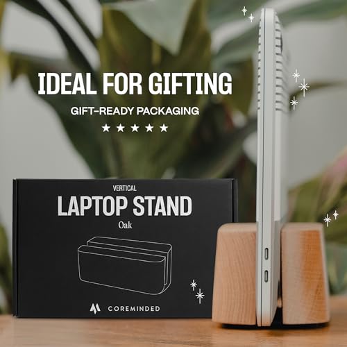 COREMINDED Adjustable Vertical Laptop Stand for Desk, Wooden Laptop Holder, MacBook Pro Stand, Wood Mac Air Dock (Solid Oak) by COREMINDED - Used condition - Image 8