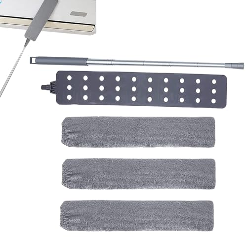 Limpiador de Polvo para Suelos Planos | Fregona Plana Retráctil - Paño para Desempolvar Tabletas - para Hogar, Baño, Techo, Persianas, Zócalo, Azulejo, Pared, Suelos De Madera