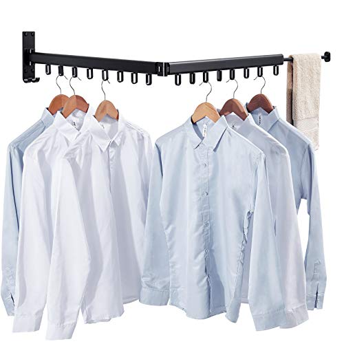 Zdwcyl Retractable Clothes Drying Rack,Wall Mounted,Collapsible Space Saver Clothes Hanger Rack With Towel Bar,Strong Load-Bearing,For Balcony,Laundry,Bathroom,Patio And Bedroom #TOP5