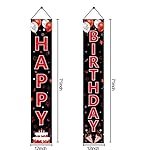 Red and Black Birthday Door Banner Decorations for Men Women, Red Black Happy Birthday Porch Sign Party Supplies, 16th 21st 30th 40th 50th 60th Birthday Backdrop - Image 2