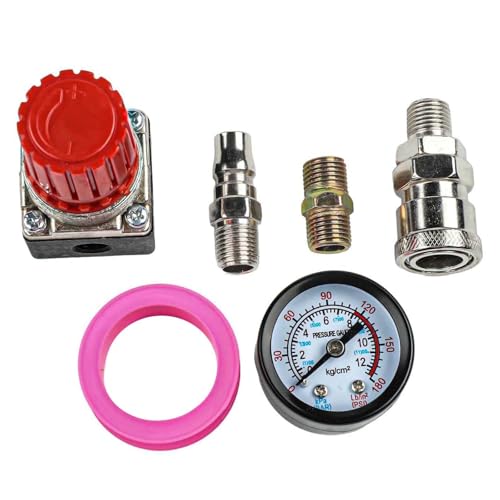 Valve de contrôle de pression du compresseur d'air avec régulateur de 6,35 mm et jauge intégrée jusqu'à 175 psi, construction en métal durable pour une circulation d'air stable dans les systèmes