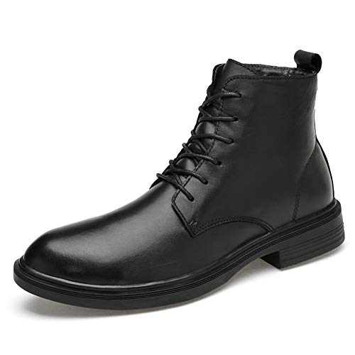 BND-SHOES , Botines de Moda para Hombre Casual Cómodo de Piel de Vaca Alto Top Botas Simples (Warm Velvet Opcional) Durable; soportar Desgaste (Color : Negro, tamaño : 41 EU)