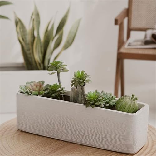Jardinière rectangulaire longue grand pot de fleurs extérieur avec drainage - 6