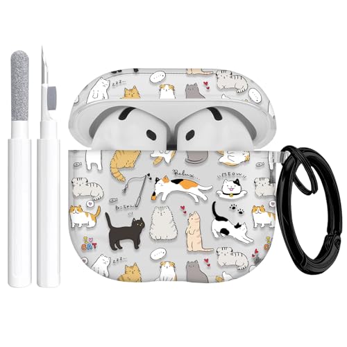 Image of Gedicht for Apple Airpods 4th Generation Case Cover(2024), Protective TPU Soft Cases Cover Rugged for Airpods 4th Generation Case with Cleaner Kit & Keychain for Women Men,Cat