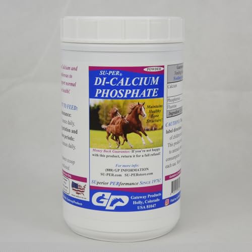 SU-PER Di-Calcium Phosphate Horse Minerals - Calcium & Phosphorus Support for Healthy Bone Structure - 4 Pounds