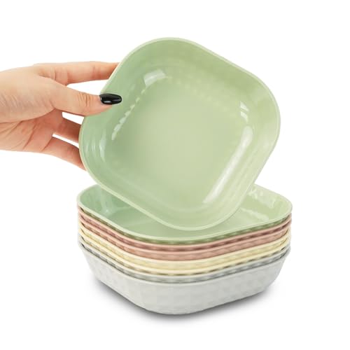 SICANAUO Lot de 8 assiettes en plastique réutilisables de 14,5 cm