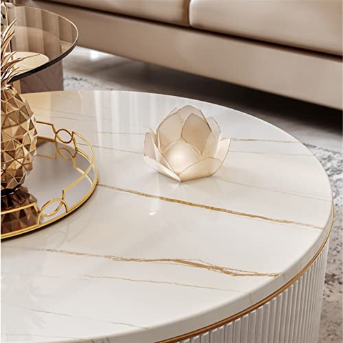 Beistelltische Moderner runder Couchtisch 2er-Set for Wohnzimmer, runder Couchtisch mit einzigartiger Platte und Schublade, großer und kleiner Mitteltisch und Beistelltisch-Sets Wohnzimmertisch – Bild 3