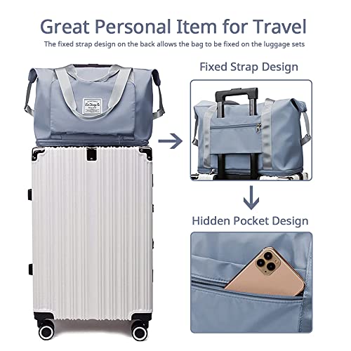 Large Capacity Foldable Travel Bag, Expandable Waterproof Carry on Bag, Dry and Wet Separation Spor Duffel Bags2