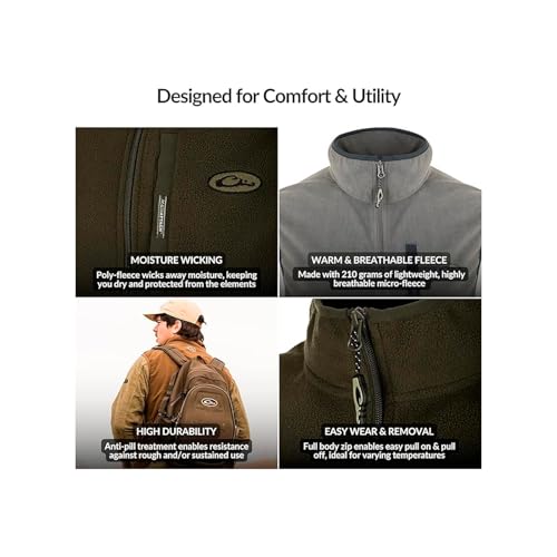 Drake Waterfowl Men's Camp Fleece Durable Moisture-Wicking Lightweight Breathable Casual Outdoor Hiking Vest with Pockets, Cocoa, Large3