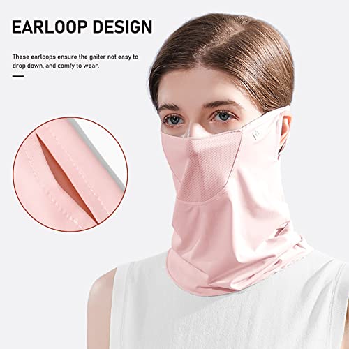 Kiboule Cachecol de rosto feminino verão proteção UV earloop gola gaiter respirável balaclava para e