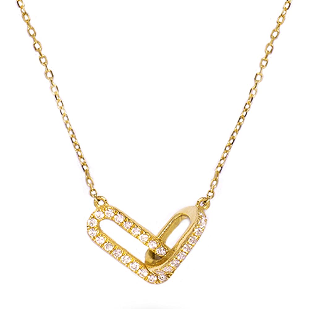 Linked Up Pendant Necklace With Round Cut Solitaire Austrian Cubic Zirconia Diamond For Women And Girls With Extendable Chain Fashion Jewelry-image-11