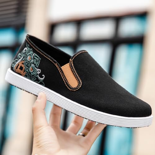 Kung Fu Slippers Tai Chi Shoes Embroidered Shoes Old Beijing Shoes Unisex Rubber Sole Martial Art Sports Shoes Chinese Traditional Slippers Men and Women3