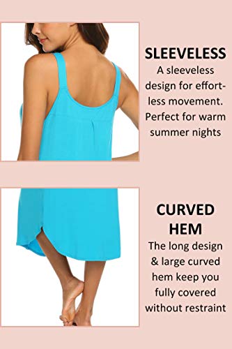 Ekouaer Women Nightgown Sleeveless Long Soft Comfy Tank Sleep Dress (Deep Sky Blue S) #TOP3