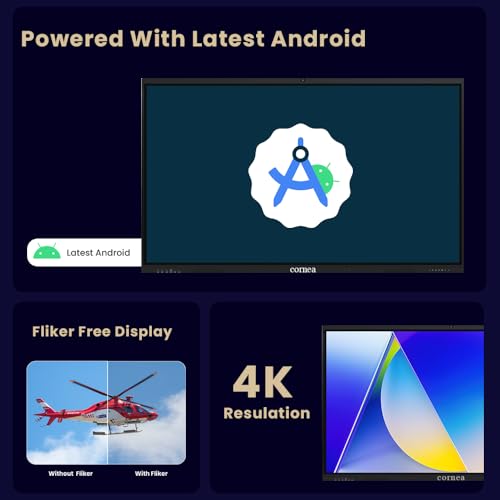 Image of Cornea 110 inche 4K UHD with 8 Array Mic Touch Display Interactive Flat Panel Monitor 3840x2160 Pixels Android Version Ideal for Office, Institute |8GB 128GB|