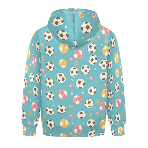 KLL Soccer Ball Pattern Toddlers and Girls' Sweatshirt Crewneck Pullover Hoodie with Kangaroo Pocket2