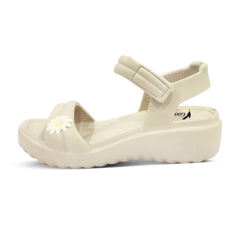 Image of Women's Platform Wedge Sandal with Daisy Flower Embellishment | Ankle Strap EVA Sole | Lightweight Casual Sandal for Women & Girls | Comfortable Daily Wear
