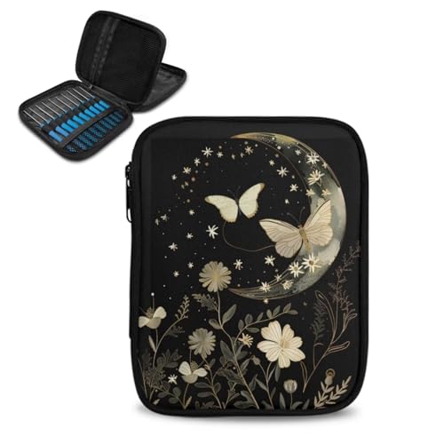 Bivxisrvo Moon Crochet Hook Case Portable Travel Crochet Hook Storage Bag, Crochet Hook Organizer Case Storage Bag for Knitting Needles and Other Accessories (Bag Only)