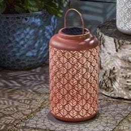 Garden Mile Solar LED Lantern Autumn Lighting for Outdoors Hanging Garden Damasque Lamp Solar Lighting for Outside Silhouette Lighting for Garden (Solaire Lantern - Terracotta)
