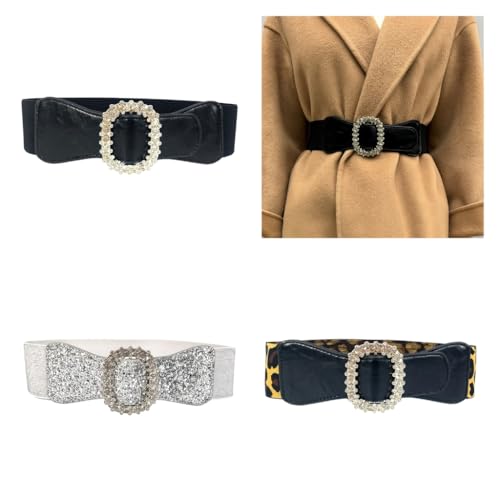 Stylish Sequins Wide Belt Durability Leather Waist Belt Street Styles Waistband for Special Occasion2