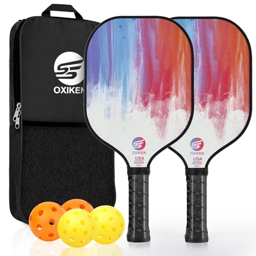 Oxiken - Juego De 2 Palas De Pickleball De Fibra De Carbono Aprobadas Por Usapa Chs , Núcleo De Panal De Abeja De Polipropileno, Agarre Antideslizante Que Absorbe El Sudor, 2 Pickleball Al Aire Oxiken - Juego De 2 Palas De Pickleball De Fibra De Carbono Aprobadas Por Usapa Chs , Núcleo De Panal De Abeja De Polipropileno, Agarre Antideslizante Que Absorbe El Sudor, 2 Pickleball Al Aire