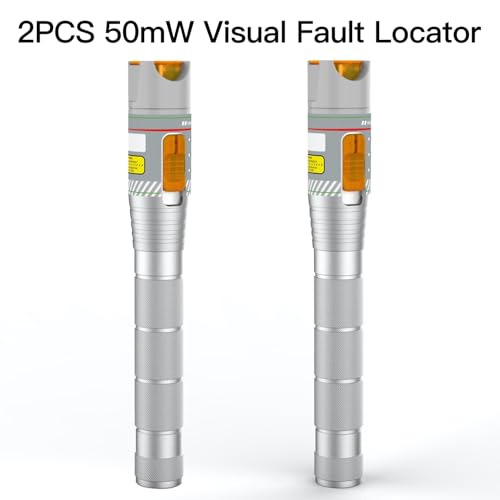 toolco 2er-Pack 50-km-Visueller Fehlerlokalisierer VFL - Glasfaser-Kabeltester mit LC/FC/SC/ST-Adapter, Testkit für Glasfasernetzwerkkabel mit Lichtquellentestern (Aluminium)