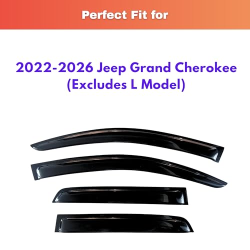 Image of KPY Rain Guards Fit for 2022-2026 Jeep Grand Cherokee, Out-Channel Window Visors Vent Wind Deflectors 4PC, Car Accessories for 22-26 Grand Cherokee (Excludes L Model)
