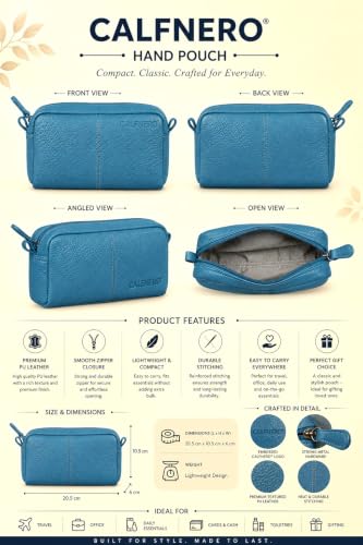 Image of Calfnero Genuine Leather Toiletry Bag for Men & Women | Premium Leather Travel-Pouch | Toiletry Organizer | Cosmetic & Shaving Kit Bag | Unisex Travel Dopp Kit (Torque)