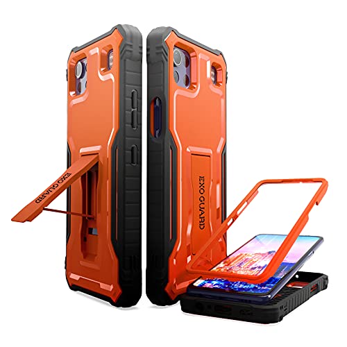 ExoGuard for LG K92 5G Case, Rubber Shockproof Full-Body Cover Case Built-in Screen Protector with Kickstand Compatible with LG K92 5G Phone (Orange)