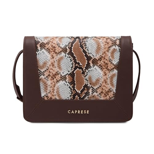 Image of Caprese Vittoria Satchel Bag, Medium | Stylish Snake Print Handbag for Women with Multiple Pockets & Compartments | Magnetic Button Closure | Perfect for Casual & Daily Use
