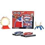 FLAT 2 FAST Stunt 2-Pack Playset – All-Inclusive Set with Launch Ramp, Fire Ring, Tunnel & 2 Flat Car Racers – Build Custom Stunts – Ages 5+