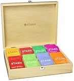 Stash Tea 8 Flavor Variety Pack Gift Set, 80 Count Tea Bags in Foil with Tea Chest