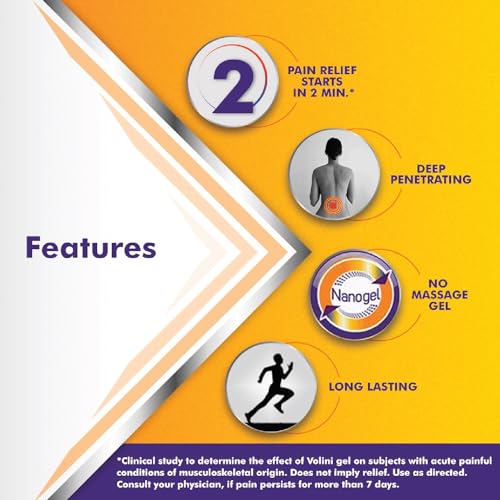 Image of Volini Pain Relief Gel 50g - Fast Acting Muscle Relaxant & Joint Pain Relief - Non Greasy Formula with Diclofenac Diethylamine