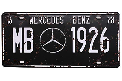 MERCEOES BENZ MB 1926, Metal Tin Sign, Vintage Auto License Plate, Embossed Tag Size 6