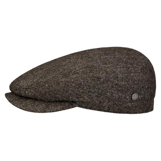 Lierys Dunlap Wool Driver Flatcap Made in EU Men Autumn Winter Melange Classic Wool Newsboy Cap Brown XXL (62-63 cm)