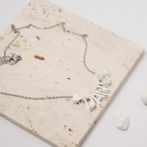 Dance Necklace Dancer Teens Initial Letter Heart Pendant Stainless Steel Chain Dainty Cute Jewelry Gifts Women3