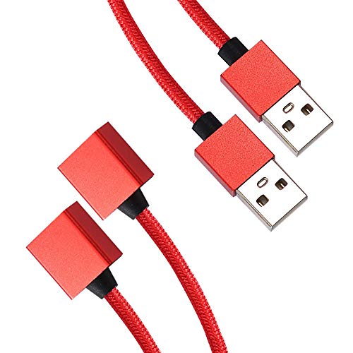 [2-Pack 2.6ft] DR Magnetic USB Charger Cable, Double-Braided Nylon Fast Charging Cable. (Red)