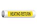 ComplianceSigns.com Heating Return (Black Legend On Yellow Background) Pipe Label Decal, 8x2 inch 5-Pack Vinyl for Pipe Markers