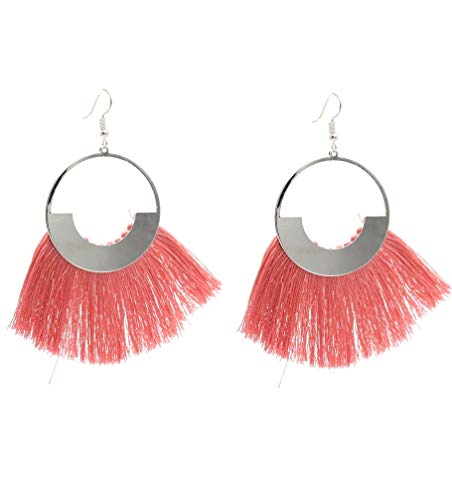 Preisvergleich Produktbild Musthaves Damen Ohrringe mit Quasten - 7x4 cm (Rosa-Silber)