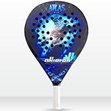 Akkeron - Pala de Padel - Modelo Atlas A25 - Carbono 100% - Power Blast EVA - Forma Redonda - Barniz Gomoso - Control/Potencia - 350/370g (Fibra de Carbono)