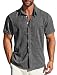 MAPICK No Tuck Shirts for Men Linen Short Sleeve Button Down Lightweight Breathable for Beach & Wedding Guest A-Dark Grey