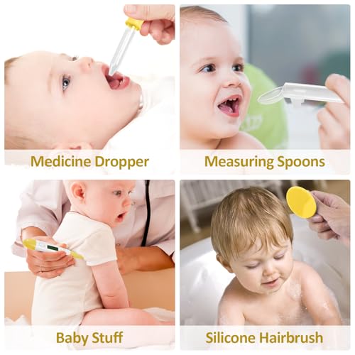 Image of Baby Grooming Kit, Infant Safety Care Set with Hair Brush Comb Nail Clipper Nasal Aspirator,Baby Essentials Kit for Newborn Girls Boys (Yellow)