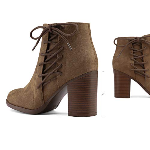 Toetos Women's Chicago-01 Tan Faux Leather Pu Chunky Heel Ankle Boots Size 8 M Us #TOP3