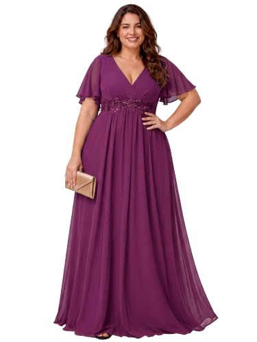 Image of Ever-Pretty Plus Women's Chiffon Plus Size Formal Mother of Bride Dresses