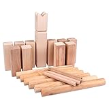 Material: Holz Schramm Kubb Wikinger Basic Schweden Schach Outdoor Spiel, 21 Teile inklusive Netzbeutel