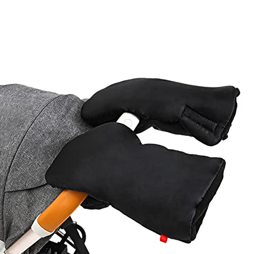 Heiqlay Manoplas Carro Bebe, Guantes Carrito Bebé, Guantes Calientes para Cochecito, Guantes forrados de felpa, Guantes Anticongelantes Impermeables Guantes Accesorios para Cochecito(Negro) Cover